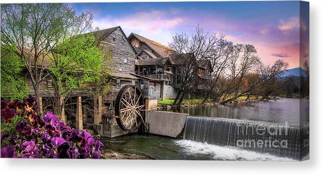 Mill Canvas Print featuring the photograph Old Mill at Pigeon Forge at Sunset by Shelia Hunt