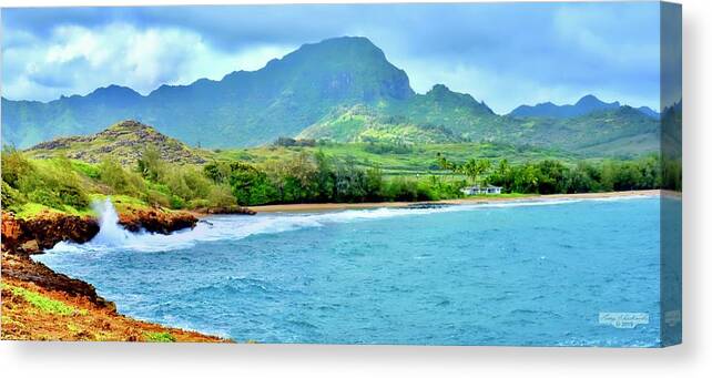 Gary Canvas Print featuring the photograph Punahoa Point and Gillins Beach Pano by Gary F Richards