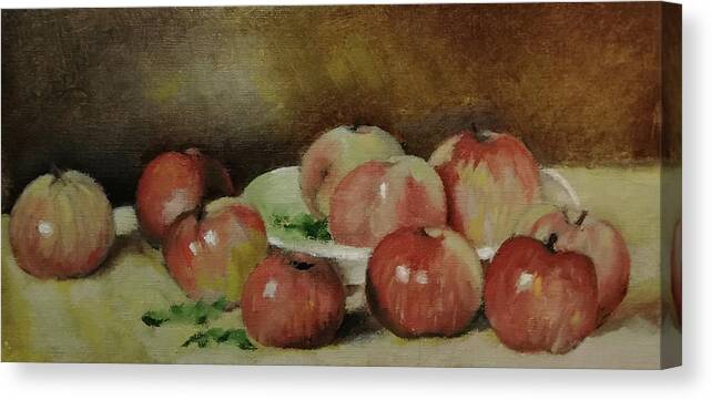 Still Life Canvas Print featuring the painting Red Apples by Florentina Maria Popescu