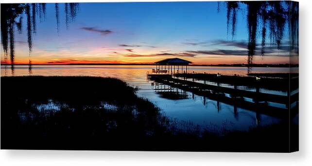 2019-11-27 Canvas Print featuring the photograph Thanksgiving Sunset Over Lake Minneola Florida by Phil And Karen Rispin