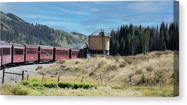 Train Canvas Print featuring the photograph Water Stop by Steve Templeton