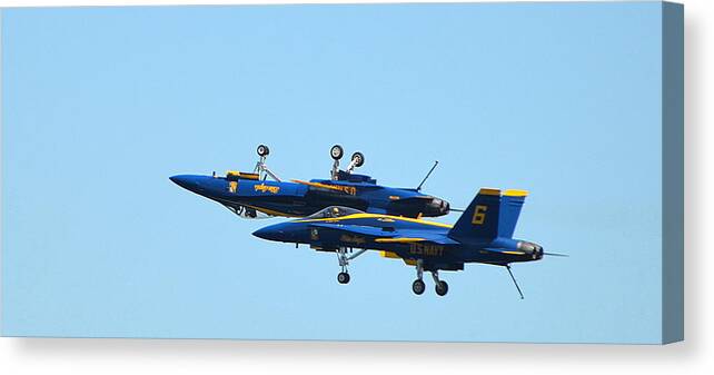 Blue Angels Canvas Print featuring the photograph Blue Angels by Jerry Cahill