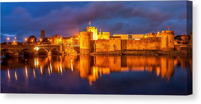 Ireland Canvas Print featuring the photograph King John's castle on the River Shannon by Pierre Leclerc Photography