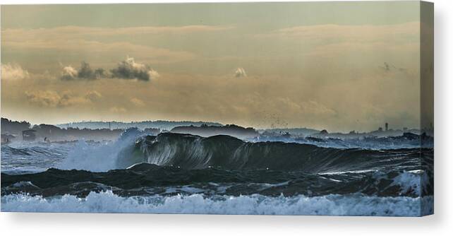 Seascape Coastal Storm Canvas Print featuring the photograph Ninth Wave Mediterranean by Michael Goyberg
