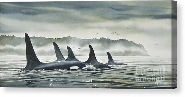Orca Paintings Canvas Print featuring the painting Realm of the Orca by James Williamson