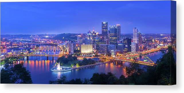 Pittsburgh Canvas Print featuring the photograph The Steel City by Michael Zheng
