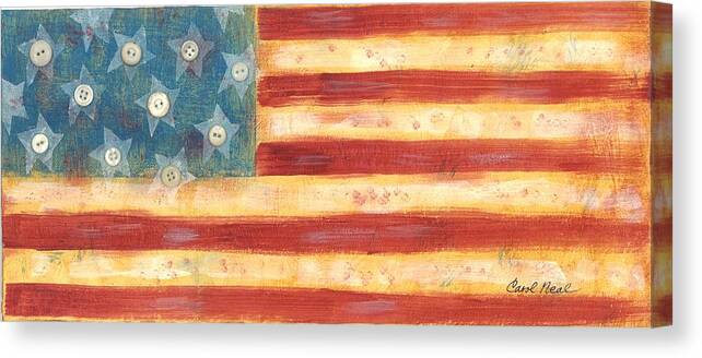 Usa Flag Vintage Style Canvas Print featuring the mixed media U.S. Flag Vintage by Carol Neal