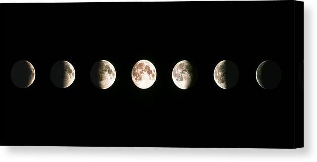 Moon Canvas Print featuring the photograph Composite Image Of The Phases Of The Moon by John Sanford