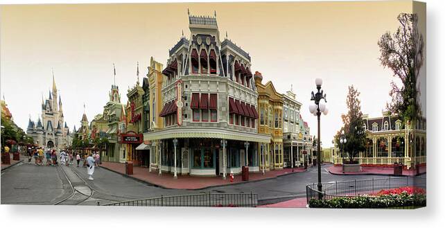 Magic Kingdom Canvas Print featuring the photograph Before The Gates Open Magic Kingdom Main Street MP by Thomas Woolworth