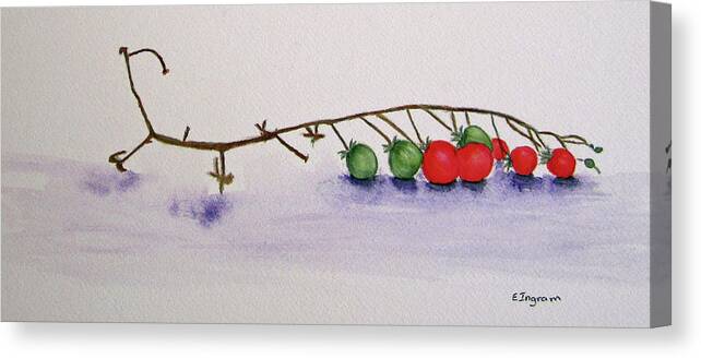Tomatoes Canvas Print featuring the painting Cherry Tomatoe Vine by Elvira Ingram