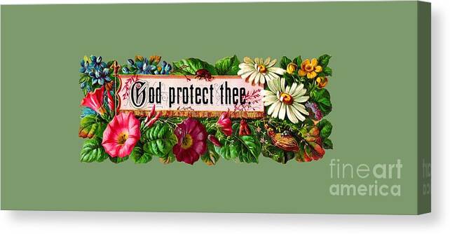 God Canvas Print featuring the painting God protect thee vintage by Vintage Collectables