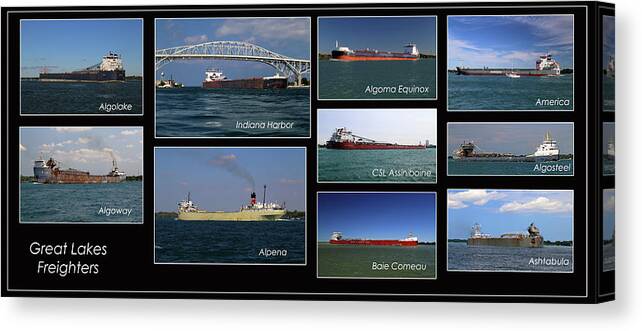 Great Lakes Shipping Canvas Print featuring the photograph Great Lakes Ships 1 H by Mary Bedy