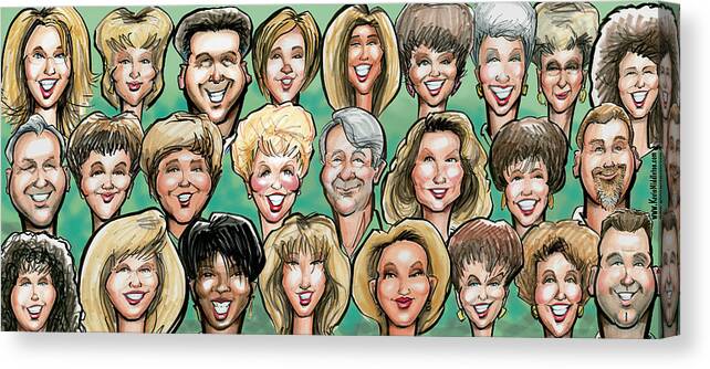 Group Caricature Real Estate Realtors Custom Canvas Print featuring the digital art Group Caricature by Kevin Middleton