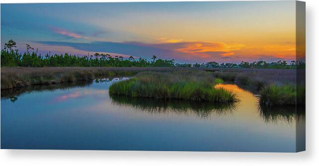 Alabama Canvas Print featuring the photograph Gulf State Park at Sunset by James-Allen