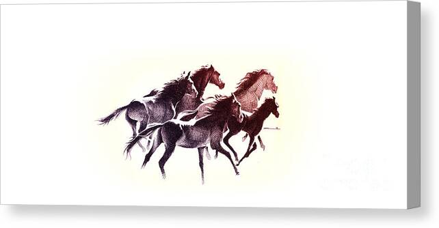 Wildlife Canvas Print featuring the digital art Horses5 mug by Mamoun Sakkal