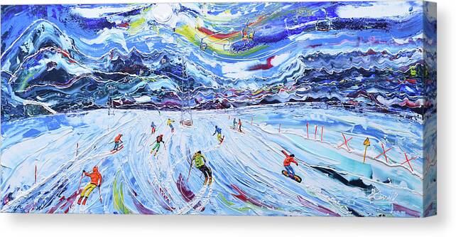 Off Piste Canvas Print featuring the painting La Chaux 2 Verbier by Pete Caswell