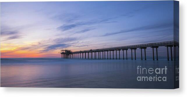 Scripps Pier Canvas Print featuring the photograph Scripps Pier Silhouette by Michael Ver Sprill