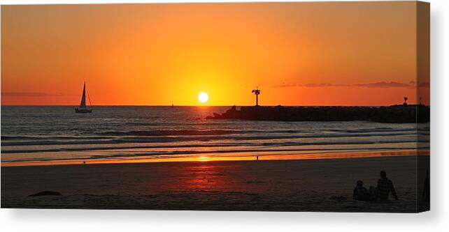 Ocean Sunset Canvas Print featuring the photograph Serene Ocean Sunset by Christy Pooschke