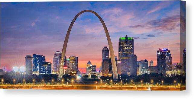 St. Canvas Print featuring the photograph St. Louis Skyline by Michael Zheng