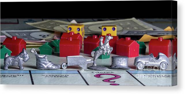 Monopoly Game Canvas Print featuring the photograph Vintage Monopoly 4 by Mike Eingle