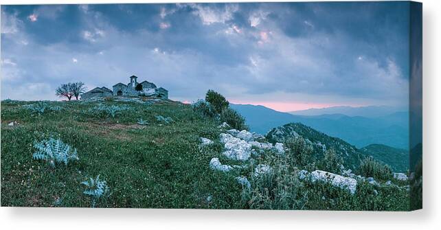 Ancient Messene Canvas Print featuring the photograph Abandoned Voulkano Monastery by Ioannis Konstas