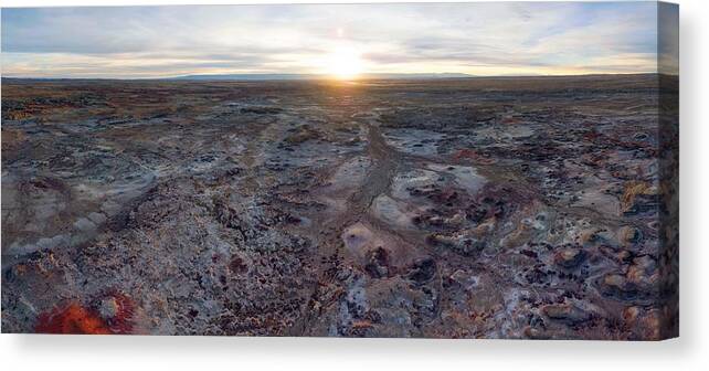 Landscape Canvas Print featuring the photograph Bisti Badlands Aerial by Aerial Santa Fe