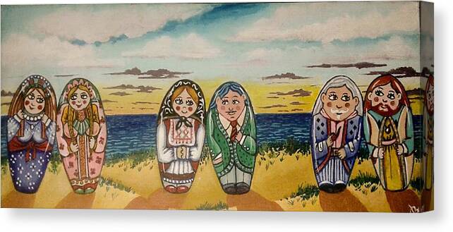 Russian Dolls Canvas Print featuring the painting Either way by James RODERICK