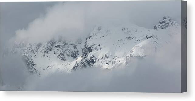 Mountain Landscape Canvas Print featuring the photograph In the clouds - 12 - French Alps by Paul MAURICE
