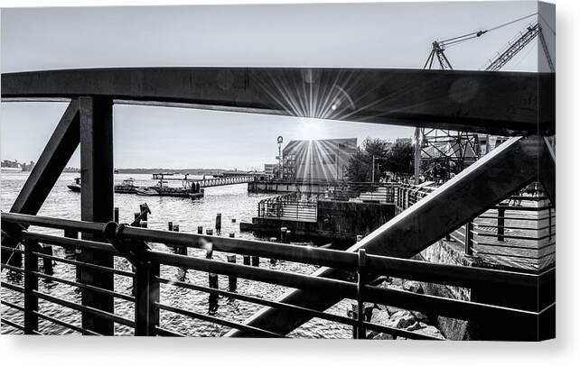 Shipbuilders Pier Summer Sunset Lonsdale Quay North Vancouver Canada Canvas Print featuring the photograph Shipbuilders Pier North Vancouver 0079 by Amyn Nasser