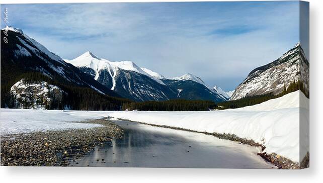 Winter Canvas Print featuring the photograph Winter Creek #2 by Alexander Fedin