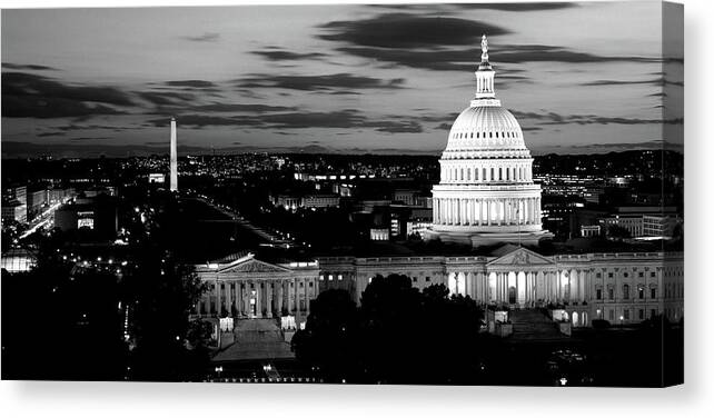 Photography Canvas Print featuring the photograph High Angle View Of A City Lit #16 by Panoramic Images