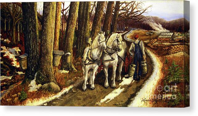Animals Canvas Print featuring the painting Maple Way by Linda Simon