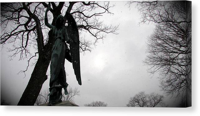 Statue Canvas Print featuring the photograph Angel Over Me by Kimberly Mackowski