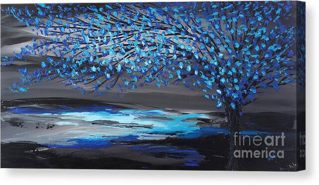 Contemporary Paintings Canvas Print featuring the painting Blooming in the Moon light by Preethi Mathialagan