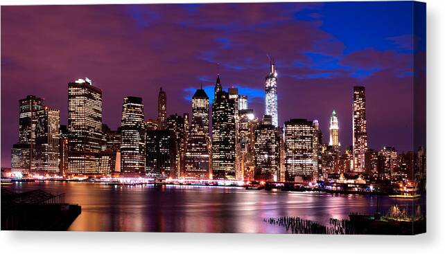 Amazing Brooklyn Bridge Photos Canvas Print featuring the photograph Brooklyn Height Promenade View of the NYC Skyline by Mitchell R Grosky