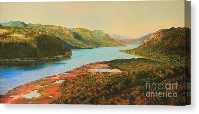 Landscape Canvas Print featuring the painting Columbia River Gorge by Jeanette French