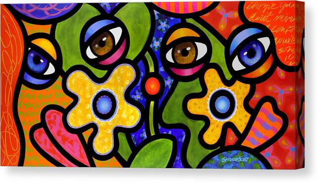 Abstract Canvas Print featuring the painting Double Take by Steven Scott