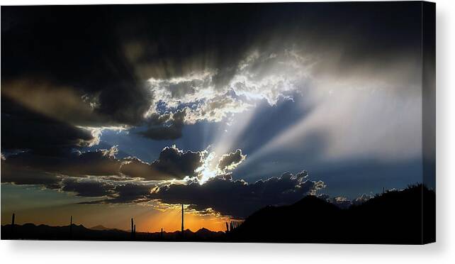 Clouds Canvas Print featuring the photograph Dramatic Monsoon Sunset by Elaine Malott