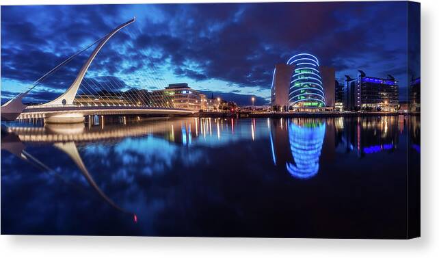 Ireland Canvas Print featuring the photograph Dublin - Samuel Beckett Bridge by Jean Claude Castor