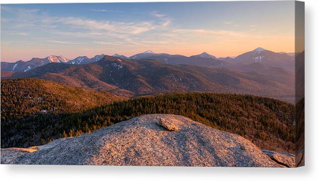 Photography Canvas Print featuring the photograph Evening Light On The Adirondack High by Panoramic Images