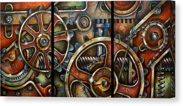 Mechanical Canvas Print featuring the painting Harmony 7 by Michael Lang