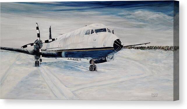 Airplane Canvas Print featuring the painting Hawker - Waiting out the storm by Marilyn McNish