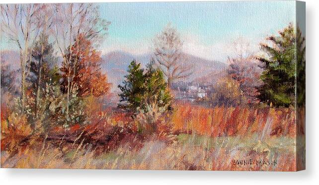 Bonnie Mason Canvas Print featuring the painting Hill Top View- in Autumn by Bonnie Mason