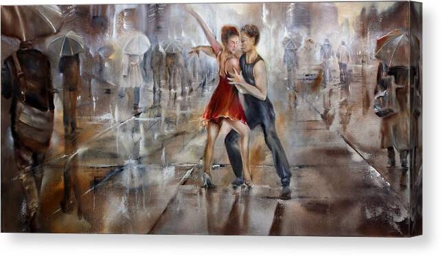 Dance Canvas Print featuring the painting It s raining again by Annette Schmucker
