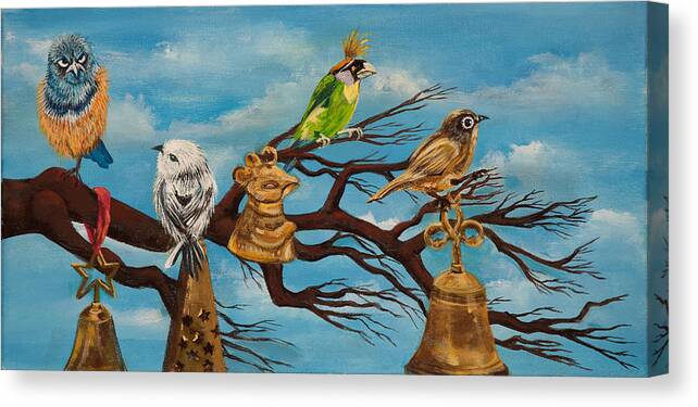 Susan Culver Fine Art Prints Canvas Print featuring the painting Jingle Birds by Susan Culver