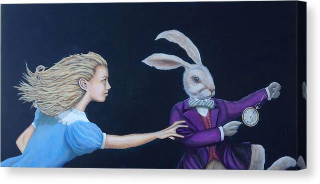 Alice In Wonderland Canvas Print featuring the painting Just Gimme Some Kinda Time Girl by Mr Dill