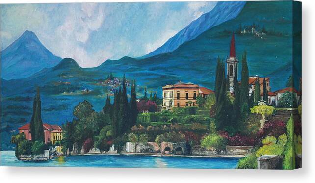 Lake Como Canvas Print featuring the painting Lake Como by Stella Marin