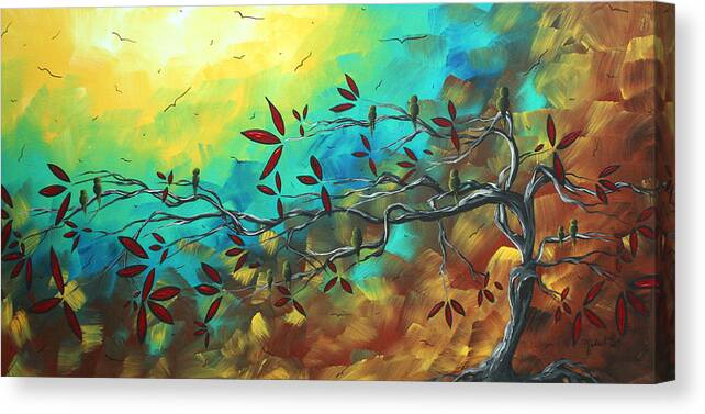 Abstract Canvas Print featuring the painting Landscape Bird Original Painting Family Time by MADART by Megan Aroon