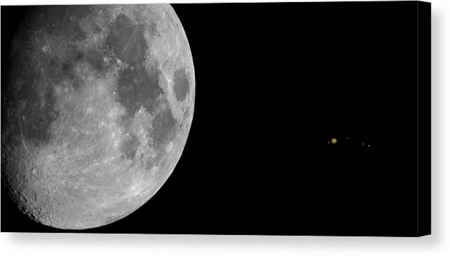 Moon Canvas Print featuring the photograph Luna and Jupiter by Jason Politte