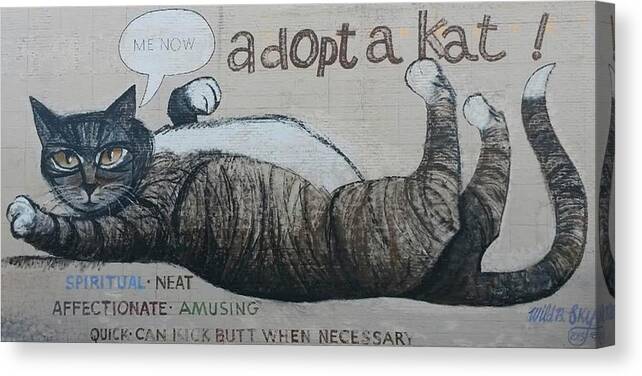 Cat Canvas Print featuring the painting Me Now by Blue Sky